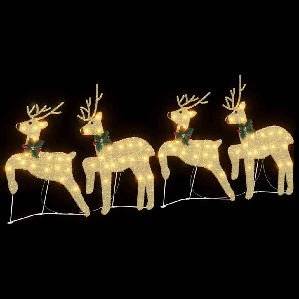 vidaXL LED Reindeers 4 pcs Gold 45 x 19 x 65 cm Fabric 5