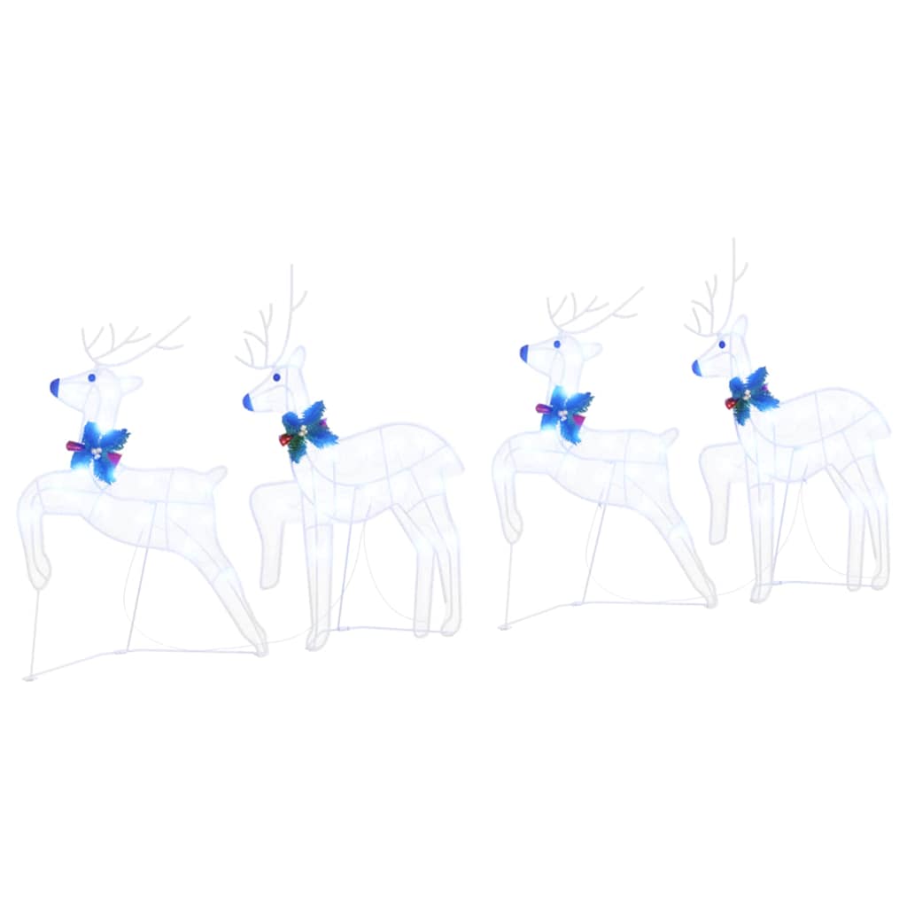 vidaXL LED Reindeers 4 pcs White 45 x 19 x 65 cm Fabric 2
