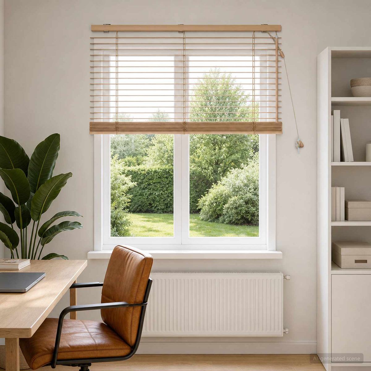 vidaXL Venetian Blind Oak Look 110 x 130 cm 35 mm Solid Paulownia Wood 1