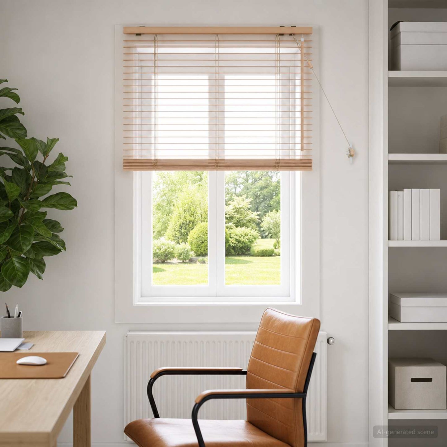 vidaXL Venetian Blind Oak Look 95 x 160 cm 35 mm Solid Paulownia Wood 1