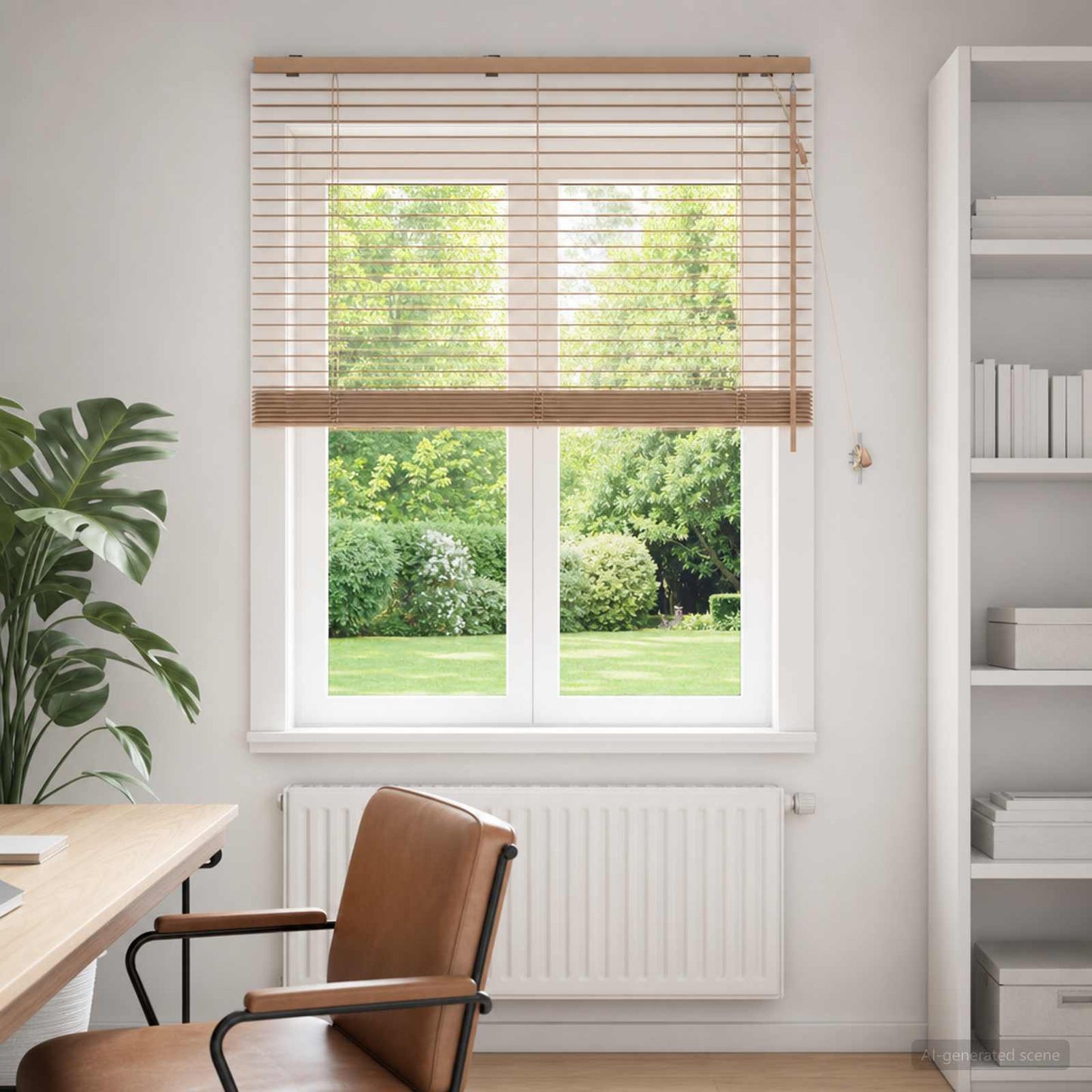 vidaXL Venetian Blind Oak Look 100 x 160 cm 35 mm Solid Paulownia Wood 1