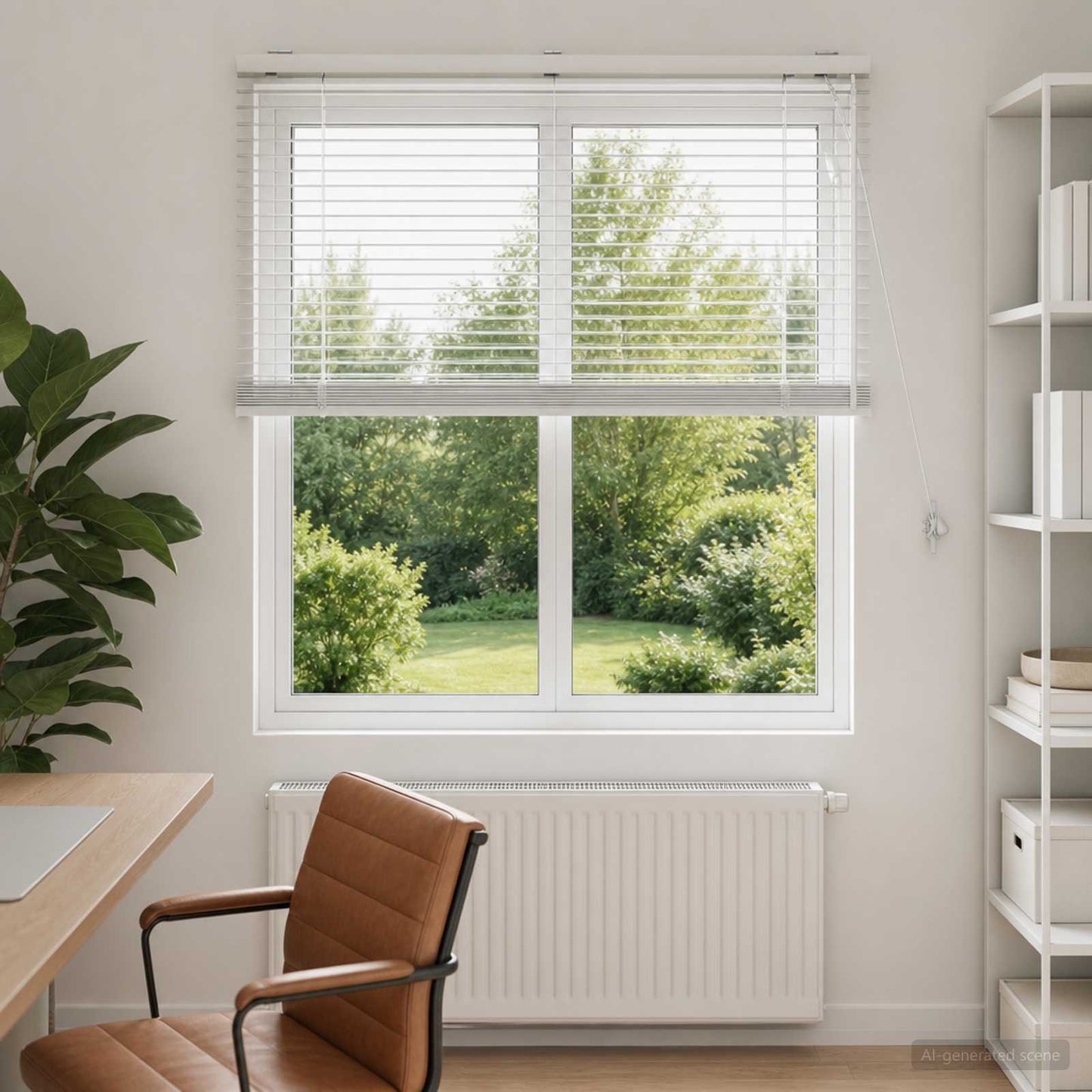 vidaXL Venetian Blind White 115 x 130 cm 35 mm Solid Paulownia Wood 1