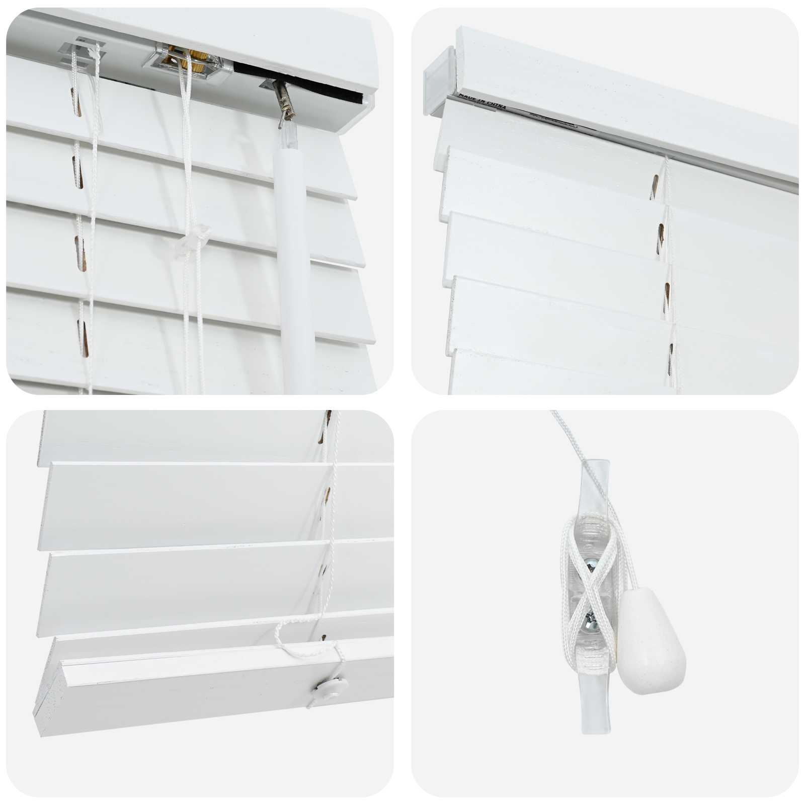 vidaXL Venetian Blind White 115 x 130 cm 35 mm Solid Paulownia Wood 5