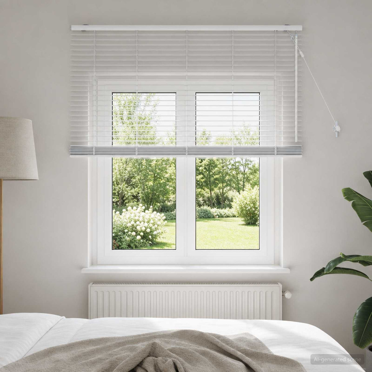 Venetian Blind 35 mm Solid Paulownia Wood Drop 130 cm White 40–135 cm 125 cm