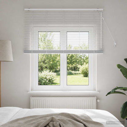 Venetian Blind 35 mm Solid Paulownia Wood Drop 130 cm White 40–135 cm 125 cm