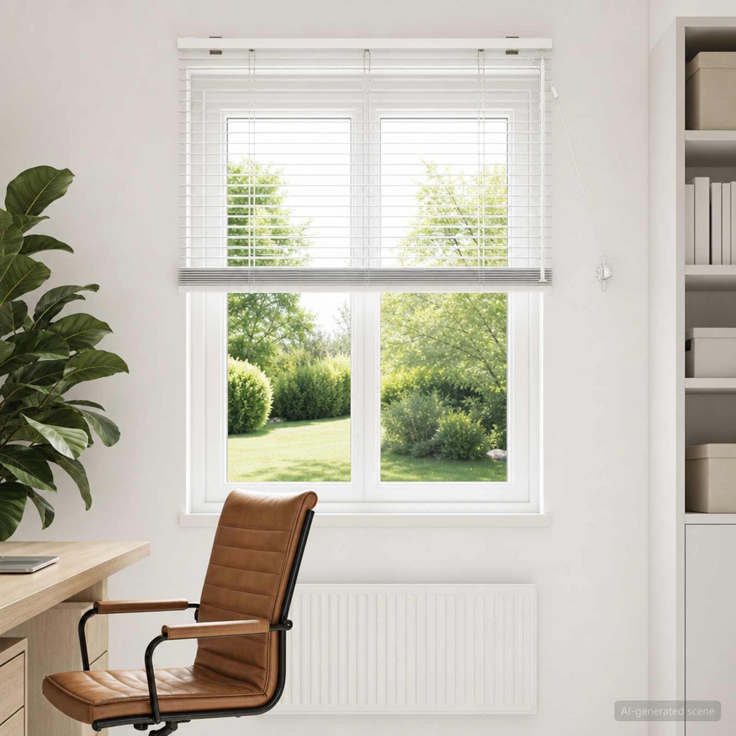 vidaXL Venetian Blind White 95 x 160 cm 35 mm Solid Paulownia Wood 1