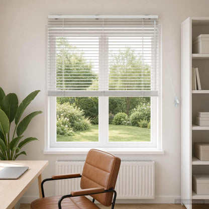 vidaXL Venetian Blind White 110 x 160 cm 35 mm Solid Paulownia Wood 1