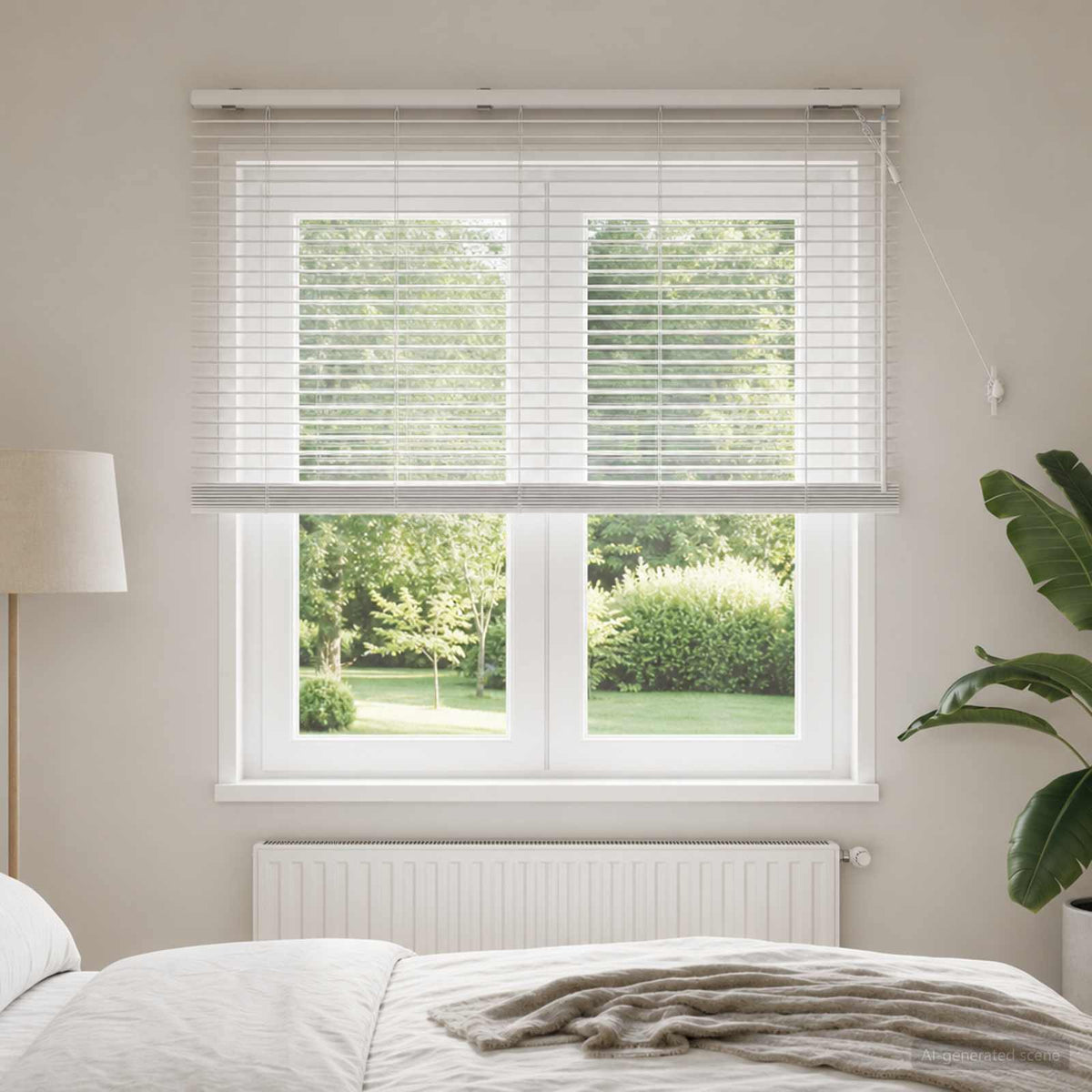 vidaXL Venetian Blind 35 mm Solid Paulownia Wood Drop 160 cm White