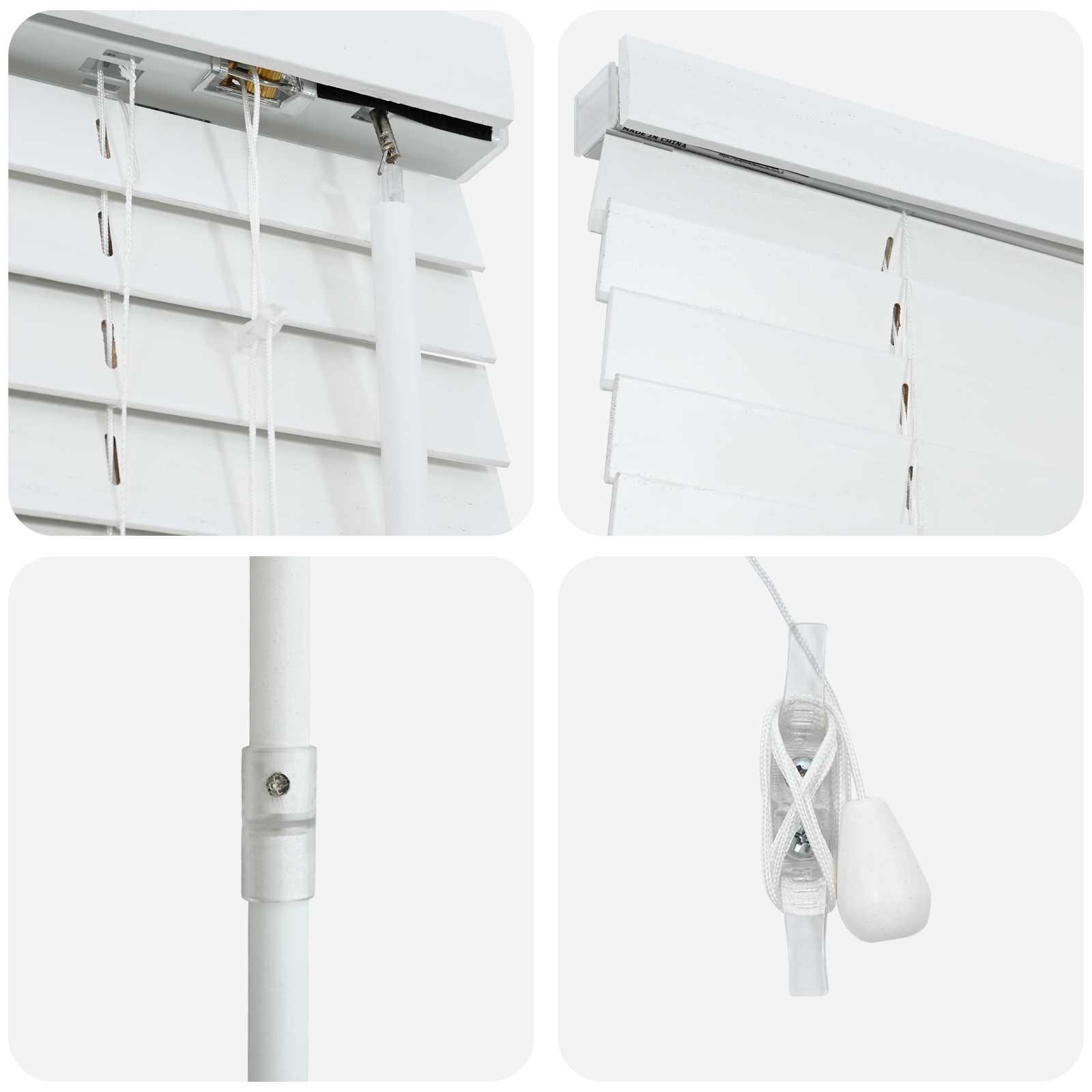 vidaXL Venetian Blind White 60 x 250 cm 35 mm Solid Paulownia Wood 5