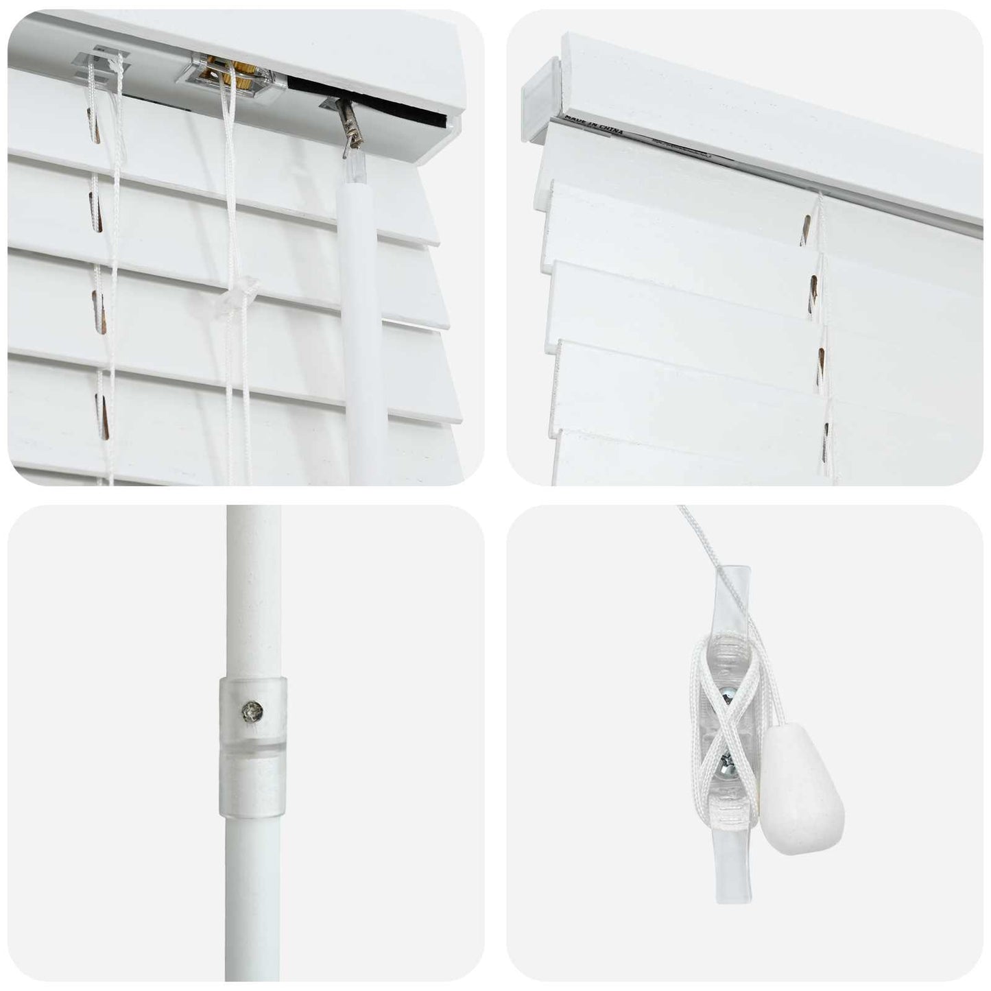 vidaXL Venetian Blind White 75 x 250 cm 35 mm Solid Paulownia Wood 5