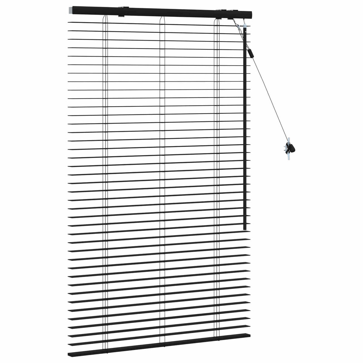 vidaXL Venetian Blind Black 85 x 130 cm 35 mm Solid Paulownia Wood 3