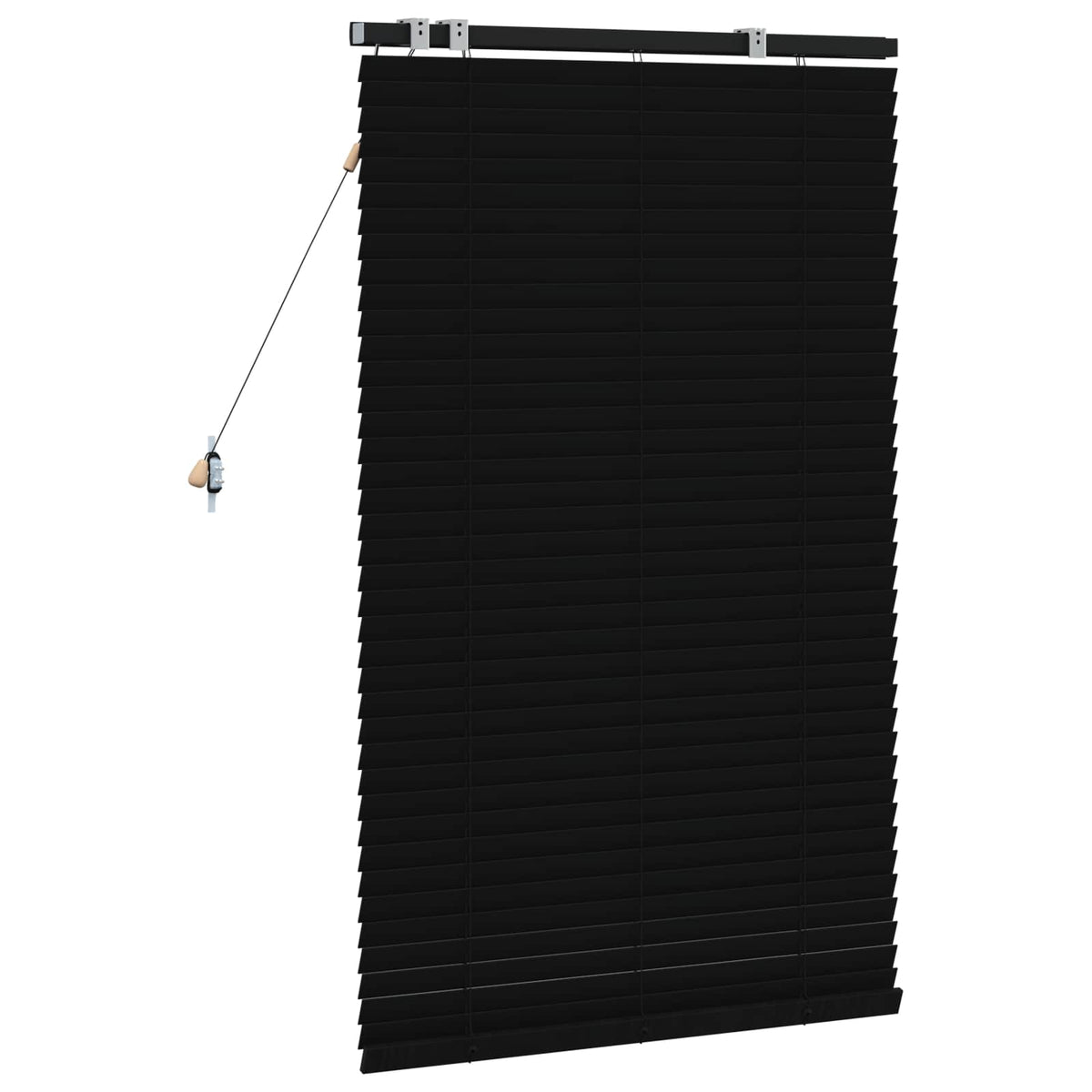 vidaXL Venetian Blind Black 85 x 130 cm 35 mm Solid Paulownia Wood 4