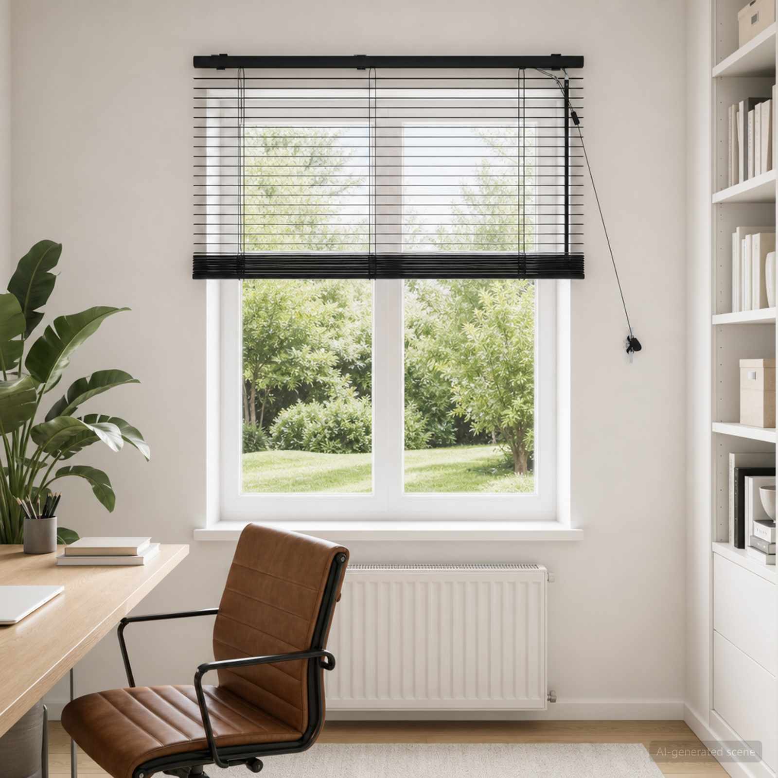 vidaXL Venetian Blind Black 115 x 130 cm 35 mm Solid Paulownia Wood 1