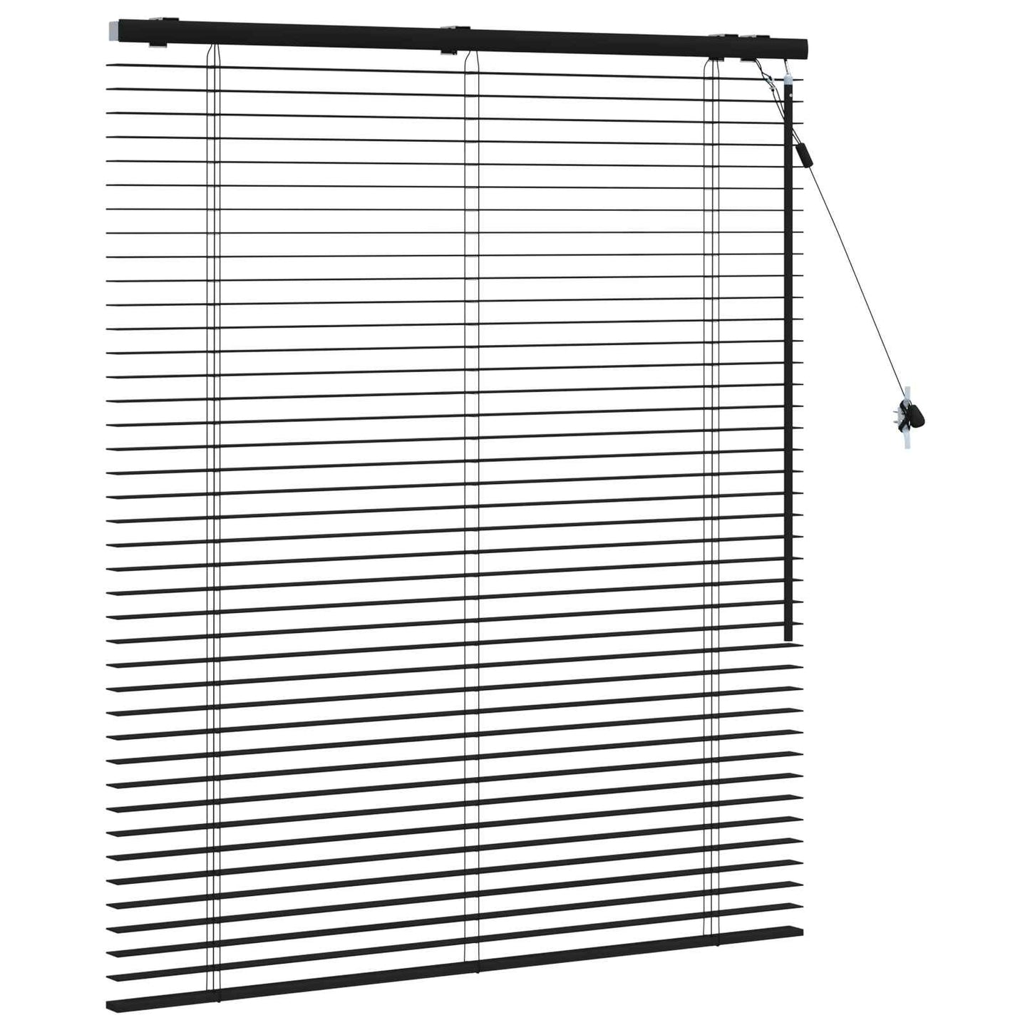 vidaXL Venetian Blind Black 115 x 130 cm 35 mm Solid Paulownia Wood 3