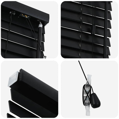 vidaXL Venetian Blind Black 125 x 130 cm 35 mm Solid Paulownia Wood 5