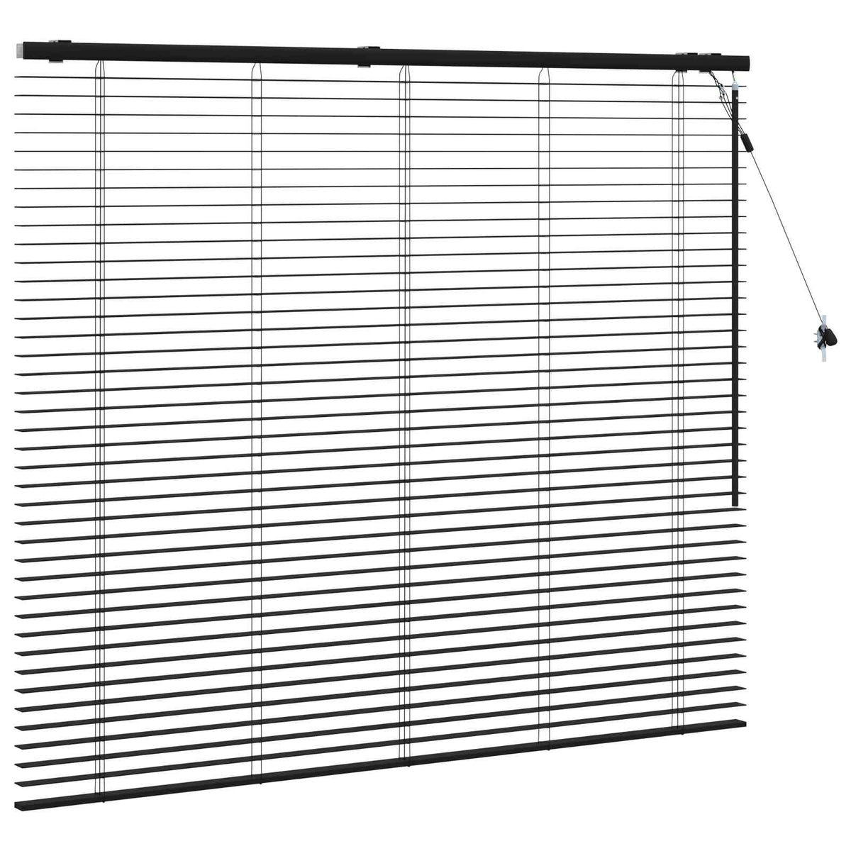 Venetian Blind 35 mm Solid Paulownia Wood Drop 130 cm Black 40–135 cm 130 cm