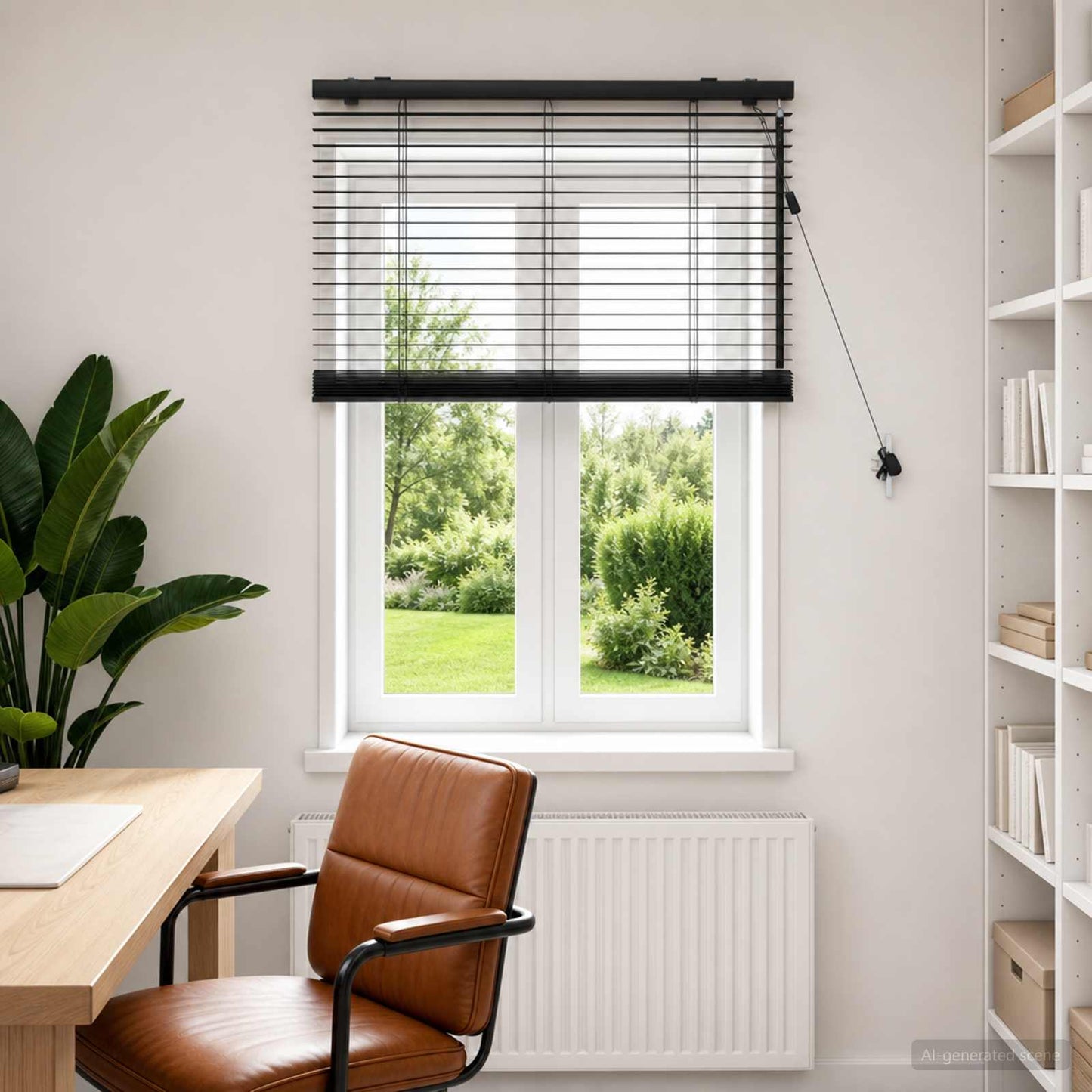 vidaXL Venetian Blind Black 95 x 160 cm 35 mm Solid Paulownia Wood 1