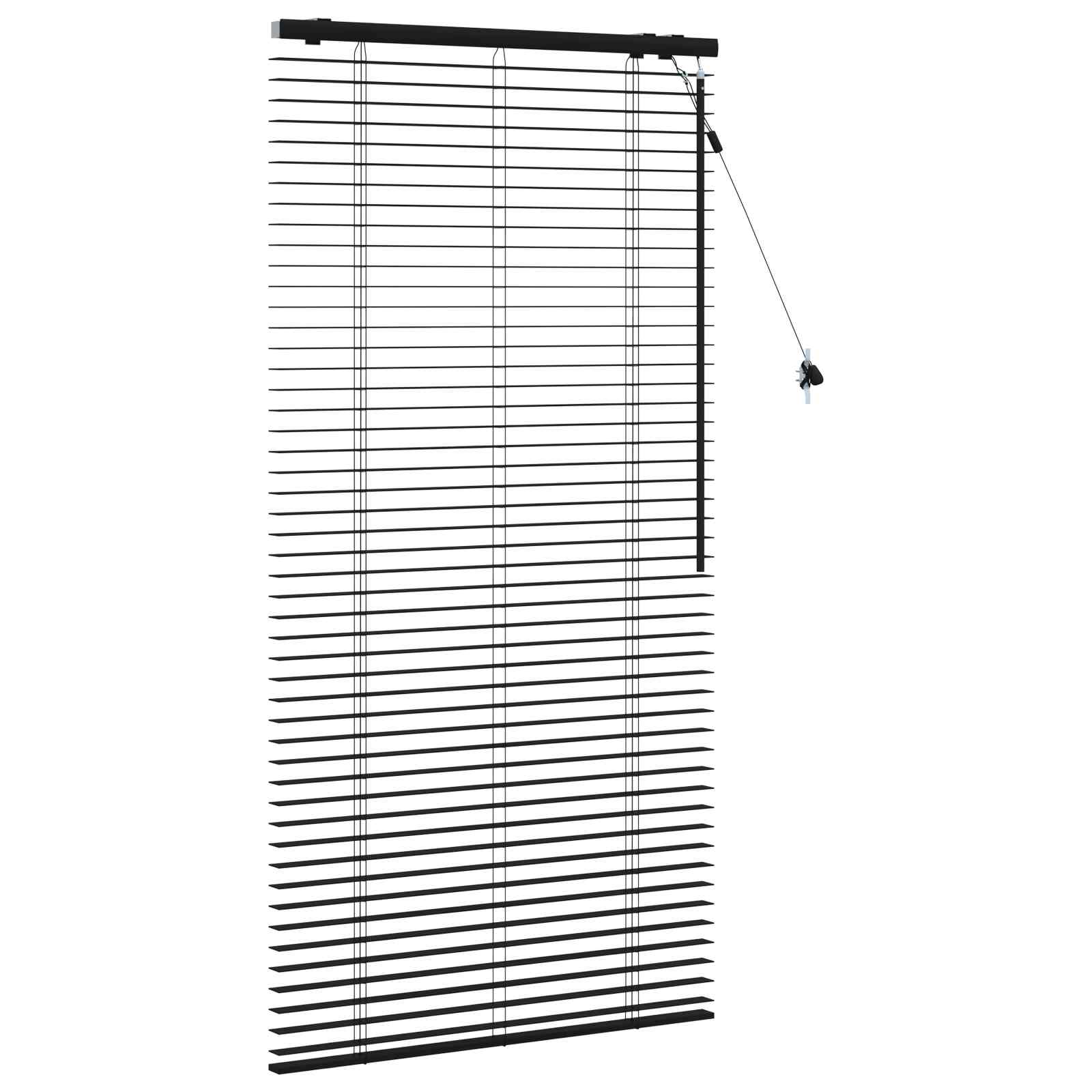 vidaXL Venetian Blind Black 95 x 160 cm 35 mm Solid Paulownia Wood 3