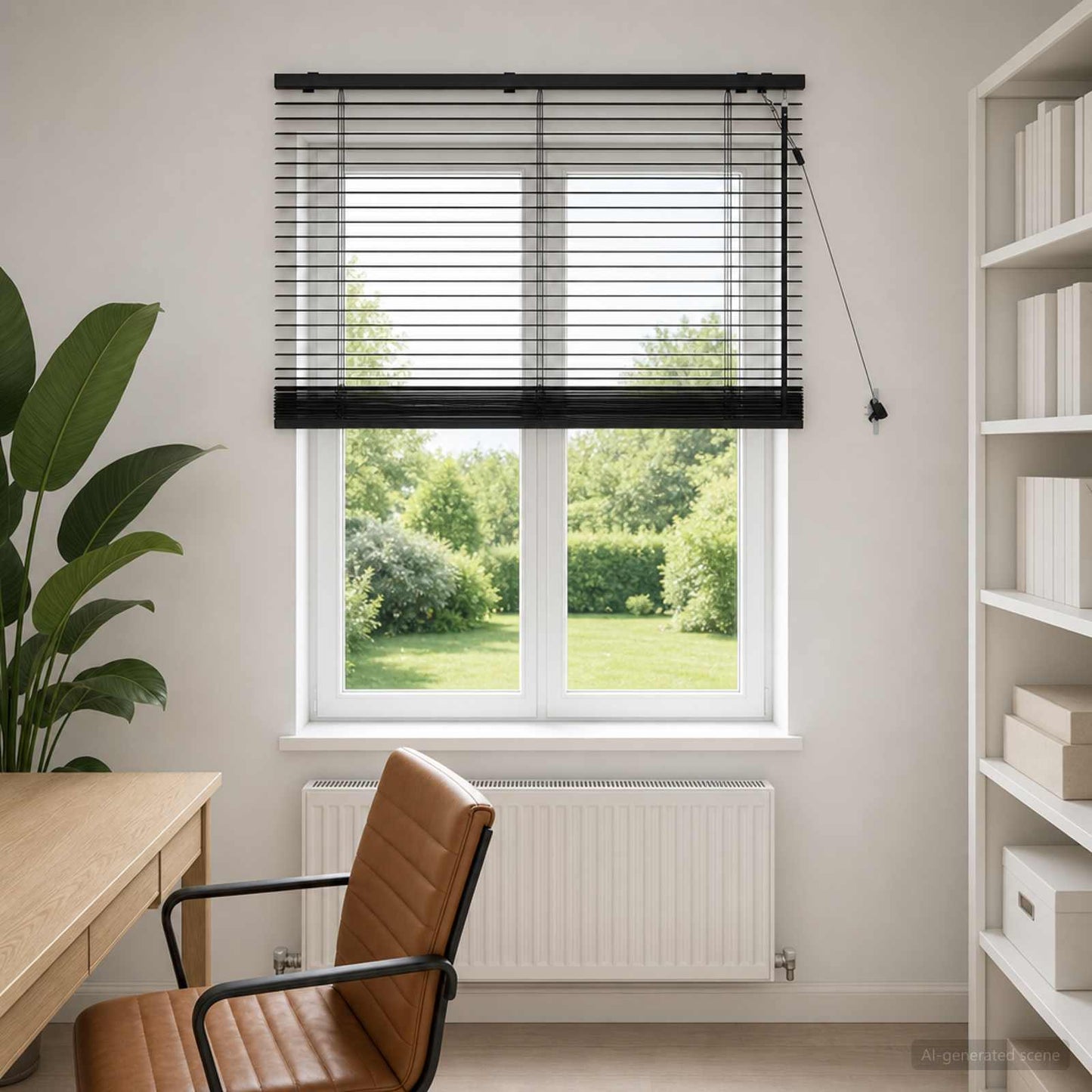 vidaXL Venetian Blind Black 105 x 160 cm 35 mm Solid Paulownia Wood 1