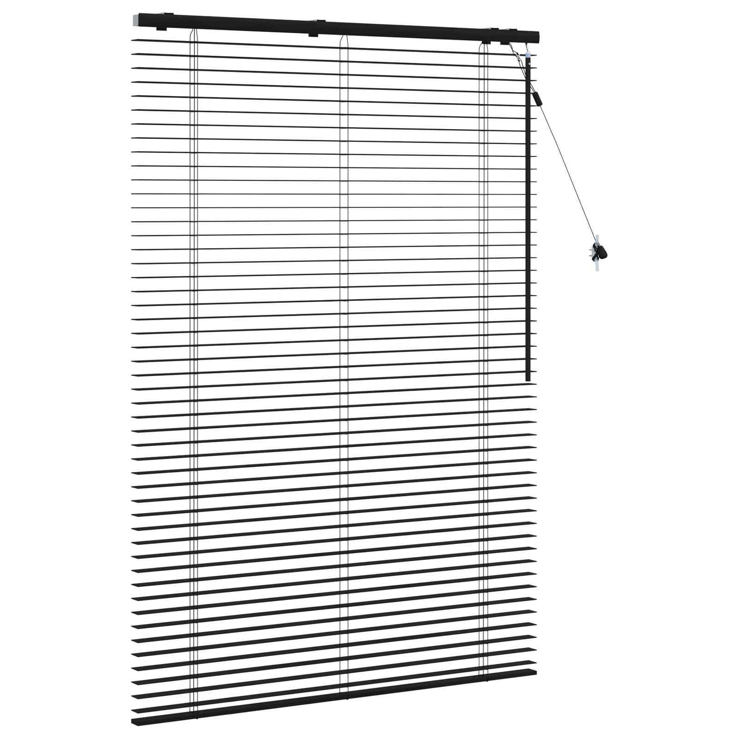 vidaXL Venetian Blind Black 110 x 160 cm 35 mm Solid Paulownia Wood 3