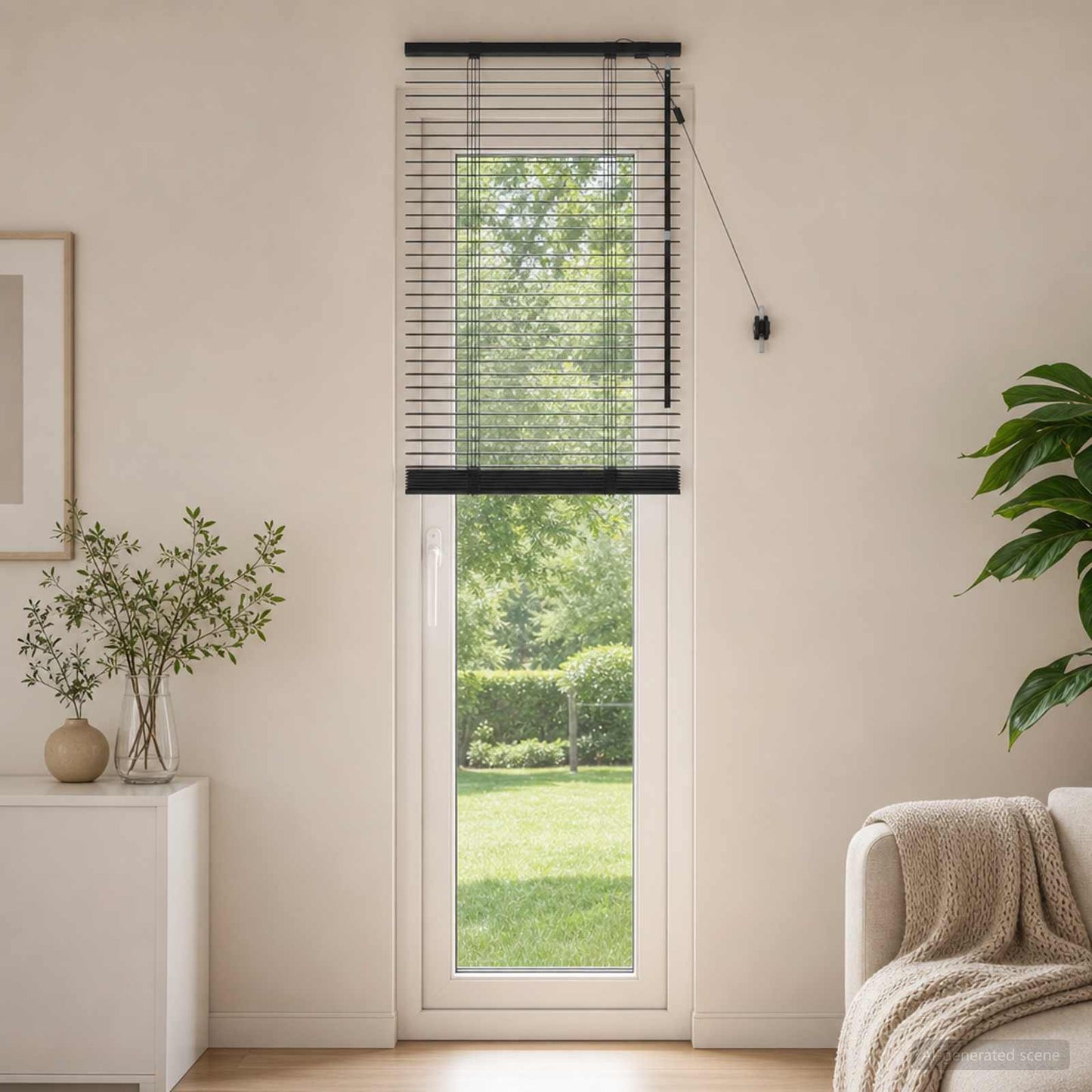 vidaXL Venetian Blind Black 65 x 250 cm 35 mm Solid Paulownia Wood 1