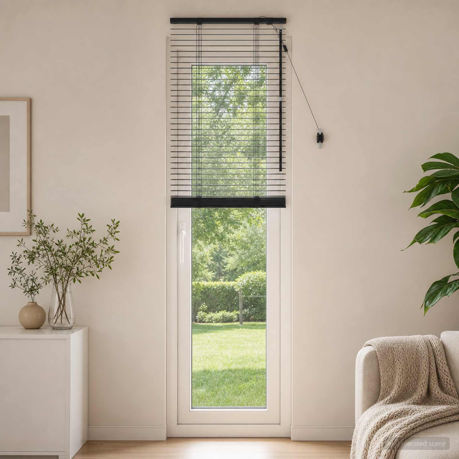 vidaXL Venetian Blind Black 65 x 250 cm 35 mm Solid Paulownia Wood 1