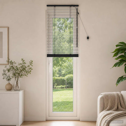 vidaXL Venetian Blind Black 65 x 250 cm 35 mm Solid Paulownia Wood 1