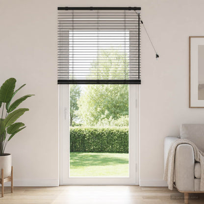 vidaXL Venetian Blind Black 80 x 250 cm 35 mm Solid Paulownia Wood 1