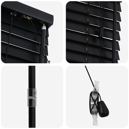 vidaXL Venetian Blind Black 75 x 250 cm 35 mm Solid Paulownia Wood 5