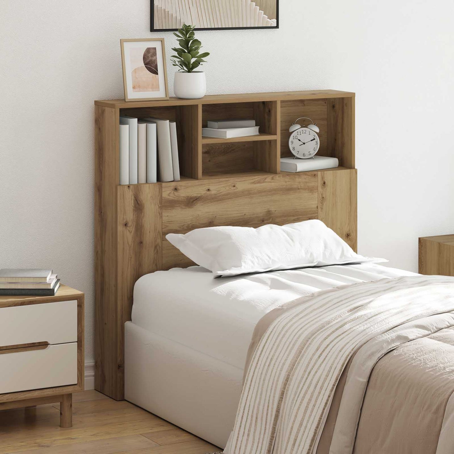 vidaXL Headboard Cabinet Artisan Oak Engineered Wood 1
