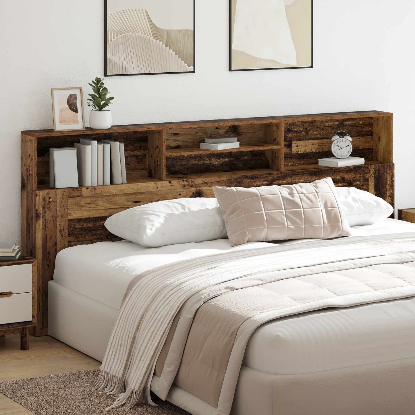 vidaXL Headboard Cabinet Old Wood Engineered Wood 1