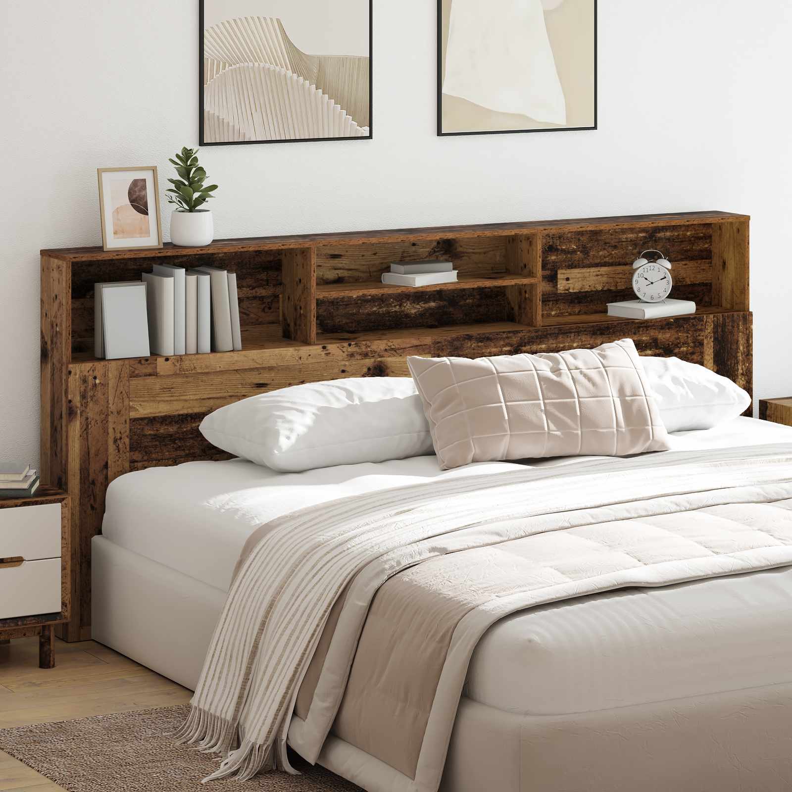 vidaXL Headboard Cabinet Old Wood Engineered Wood 1