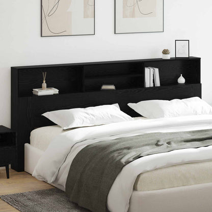 vidaXL Headboard Cabinet Black Oak Engineered Wood 4