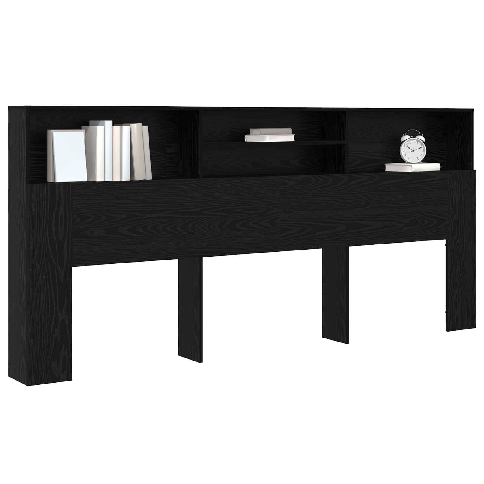 vidaXL Headboard Cabinet Black Oak Engineered Wood 3