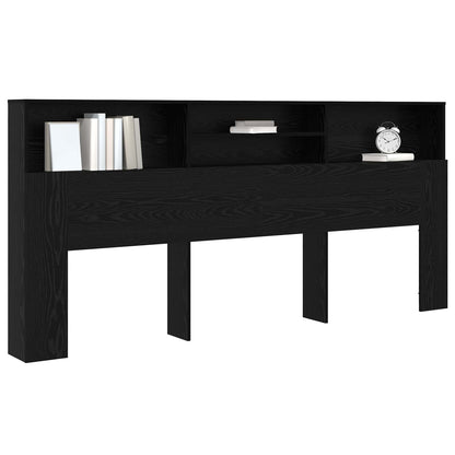 vidaXL Headboard Cabinet Black Oak Engineered Wood 3