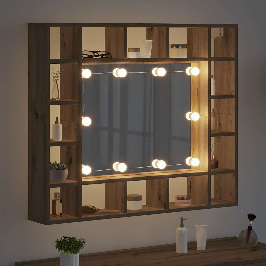 vidaXL Mirror Cabinet Artisan Oak 91 x 15 x 76.5 cm Engineered Wood 4