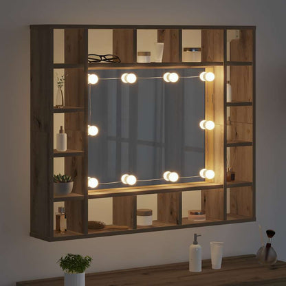vidaXL Mirror Cabinet Artisan Oak 91 x 15 x 76.5 cm Engineered Wood 4