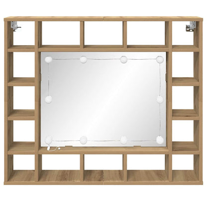 vidaXL Mirror Cabinet Artisan Oak 91 x 15 x 76.5 cm Engineered Wood 5