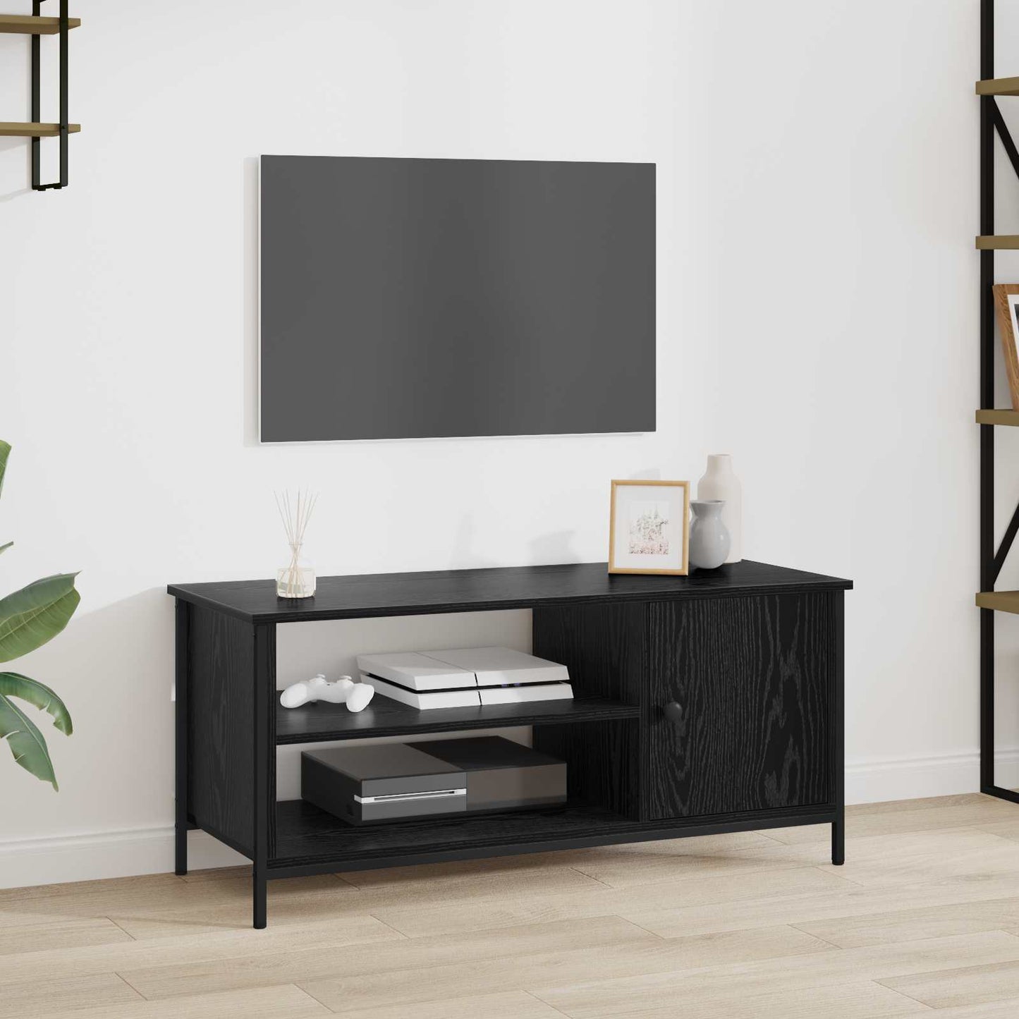 vidaXL TV Cabinet 100 x 40 x 45 cm Black Oak Engineered Wood 1