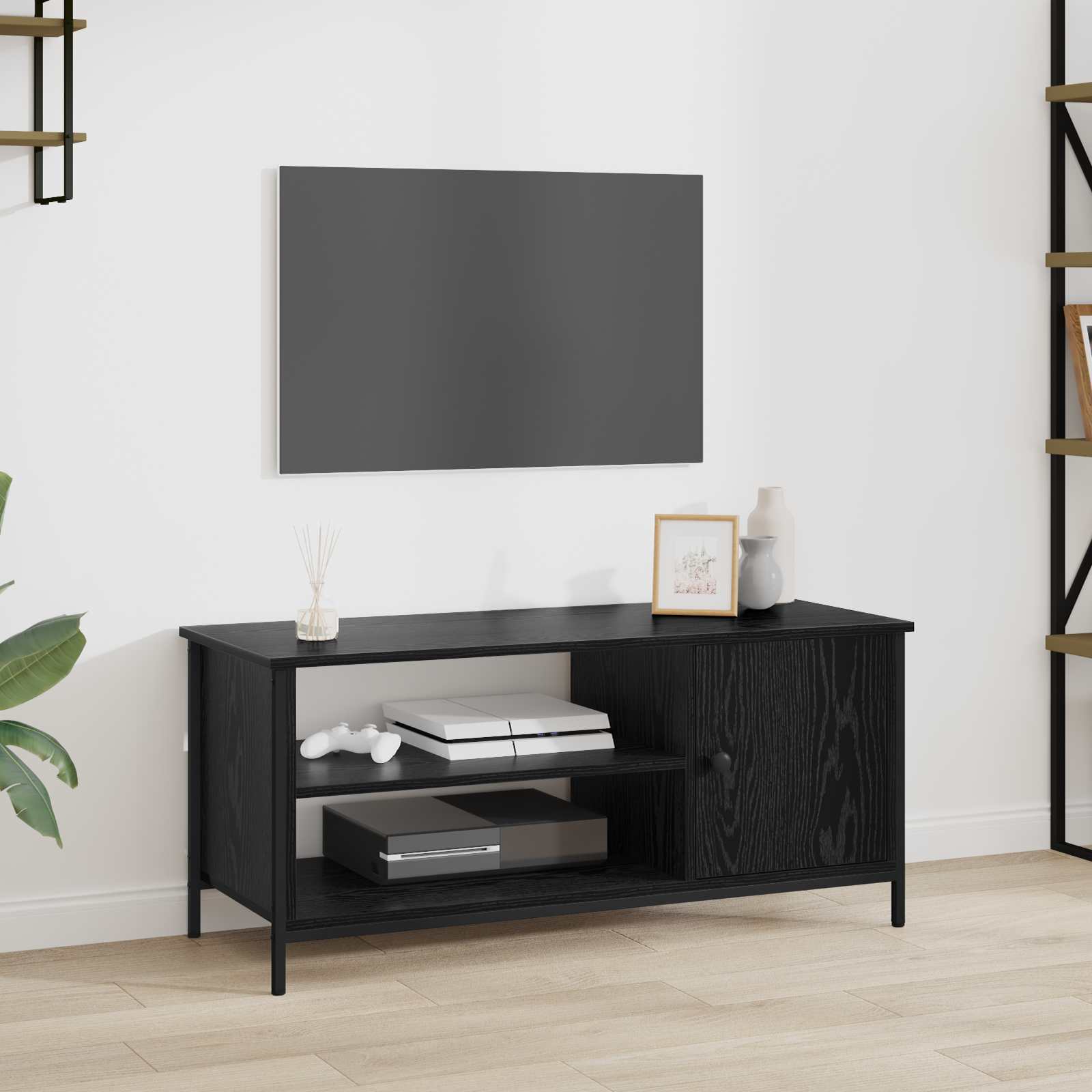 vidaXL TV Cabinet 100 x 40 x 45 cm Black Oak Engineered Wood 1