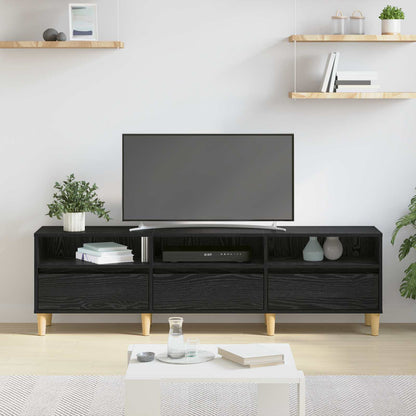 vidaXL TV Cabinet 150 x 30 x 45 cm Black Oak Engineered Wood 4