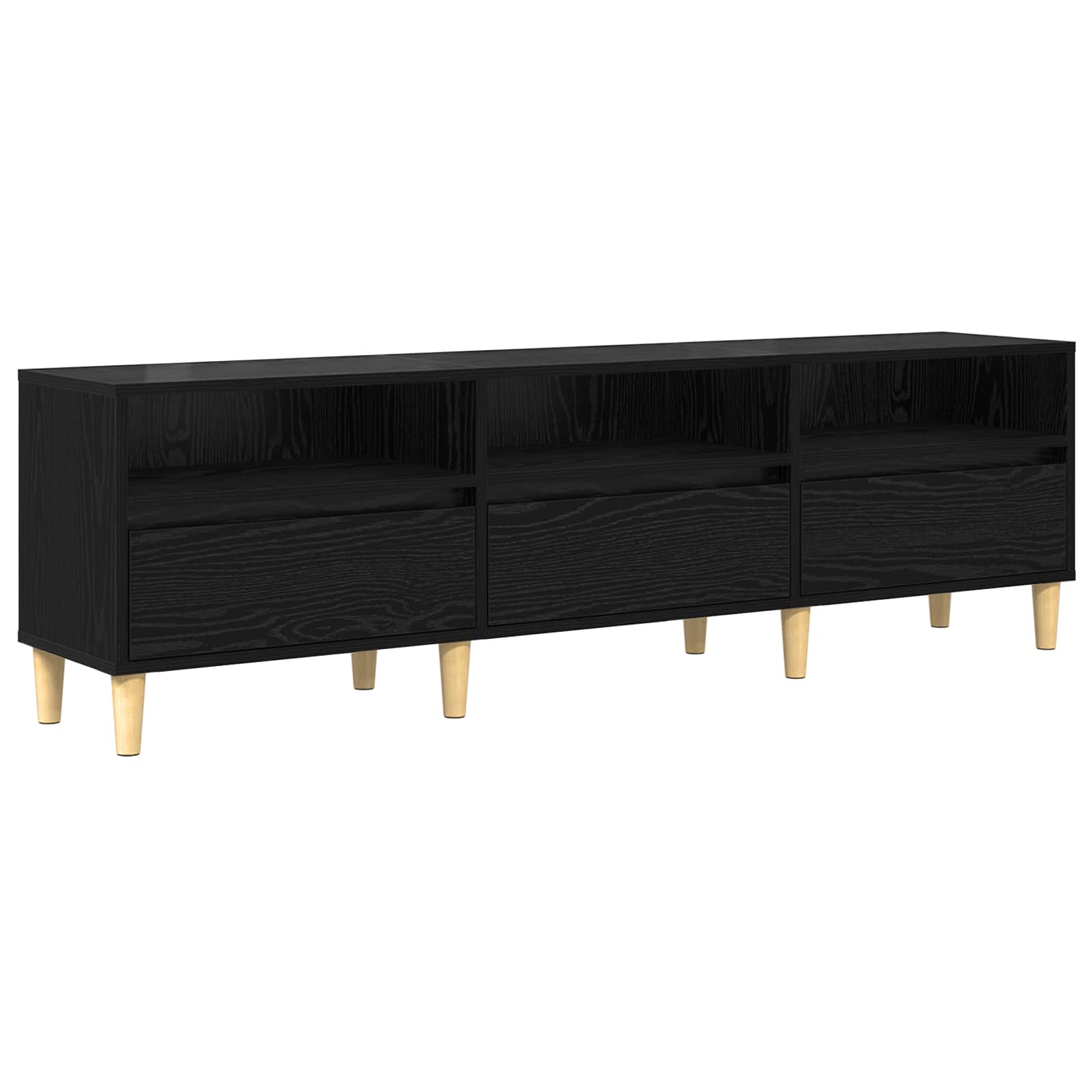 vidaXL TV Cabinet 150 x 30 x 45 cm Black Oak Engineered Wood 2