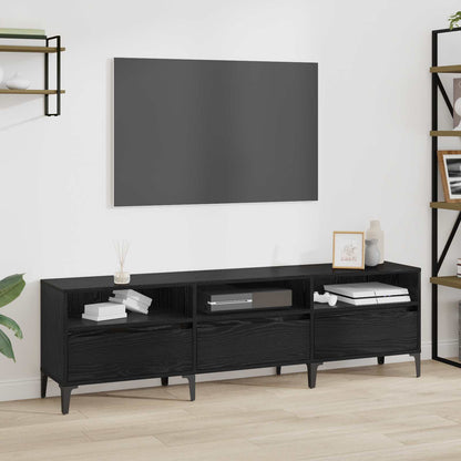 vidaXL TV Cabinet Black Oak 150 x 30 x 45 cm Engineered Wood and Iron 1