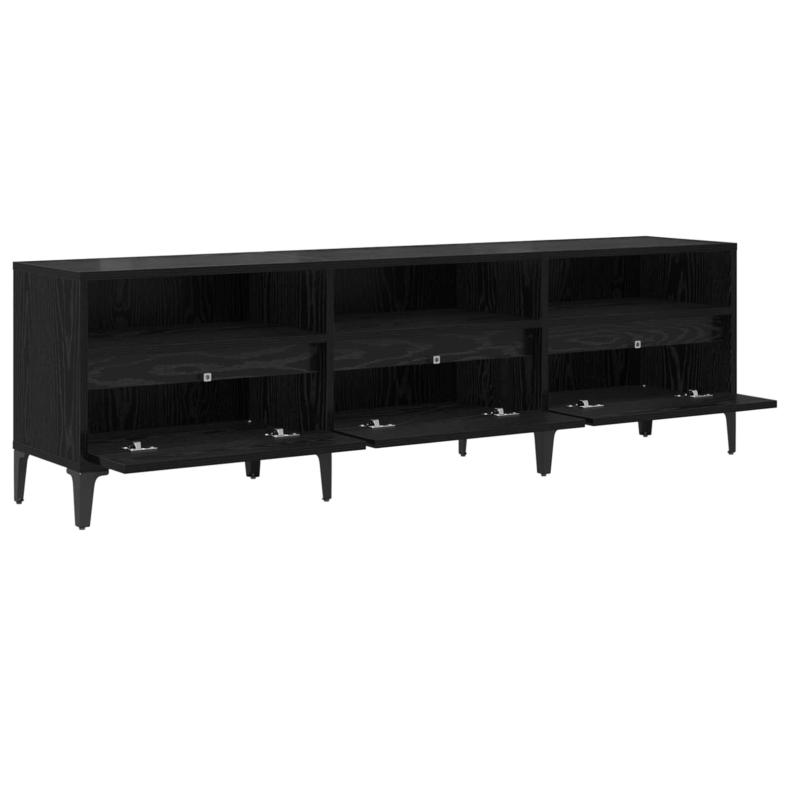 vidaXL TV Cabinet Black Oak 150 x 30 x 45 cm Engineered Wood and Iron 5