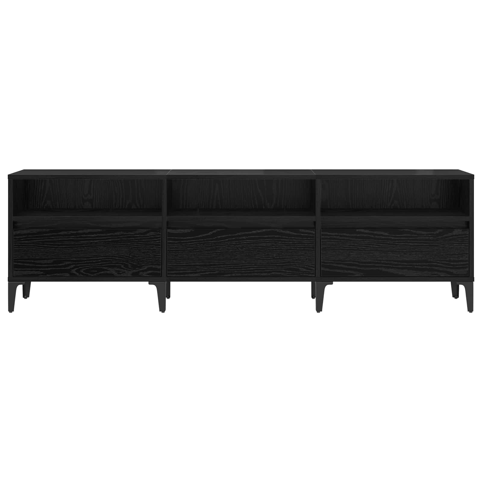 vidaXL TV Cabinet Black Oak 150 x 30 x 45 cm Engineered Wood and Iron 6