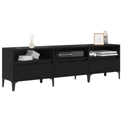vidaXL TV Cabinet Black Oak 150 x 30 x 45 cm Engineered Wood and Iron 3