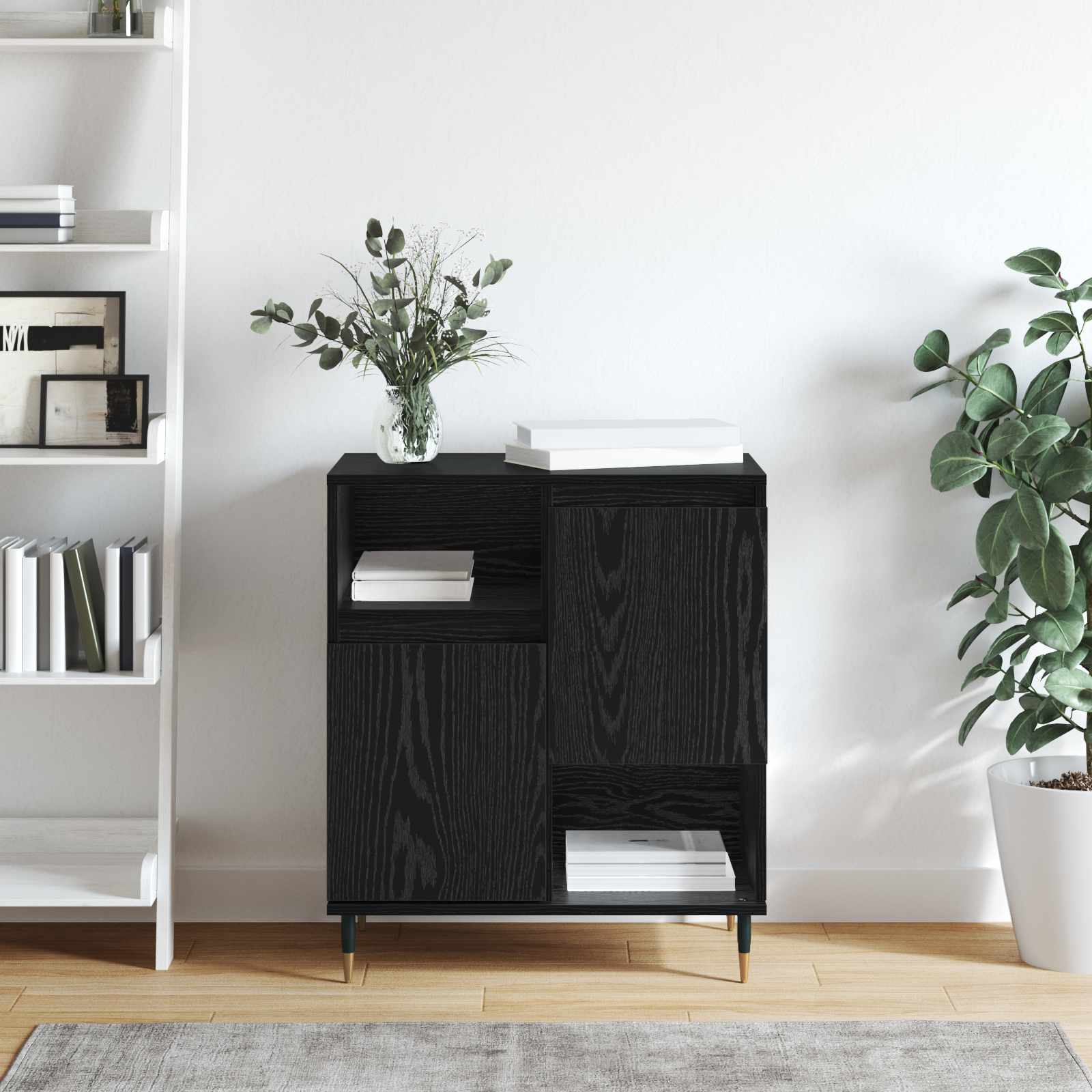 vidaXL Sideboard Black Oak 60 x 35 x 70 cm 4
