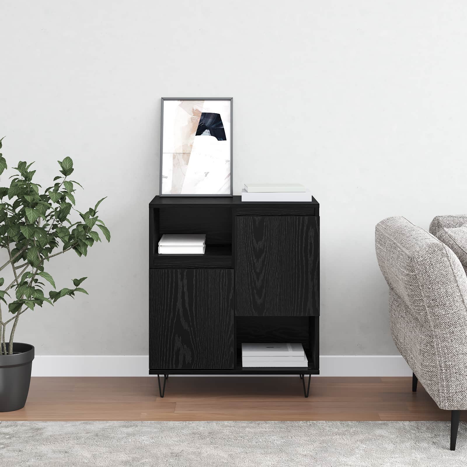 vidaXL Sideboard Black Oak 60 x 35 x 70 cm 4