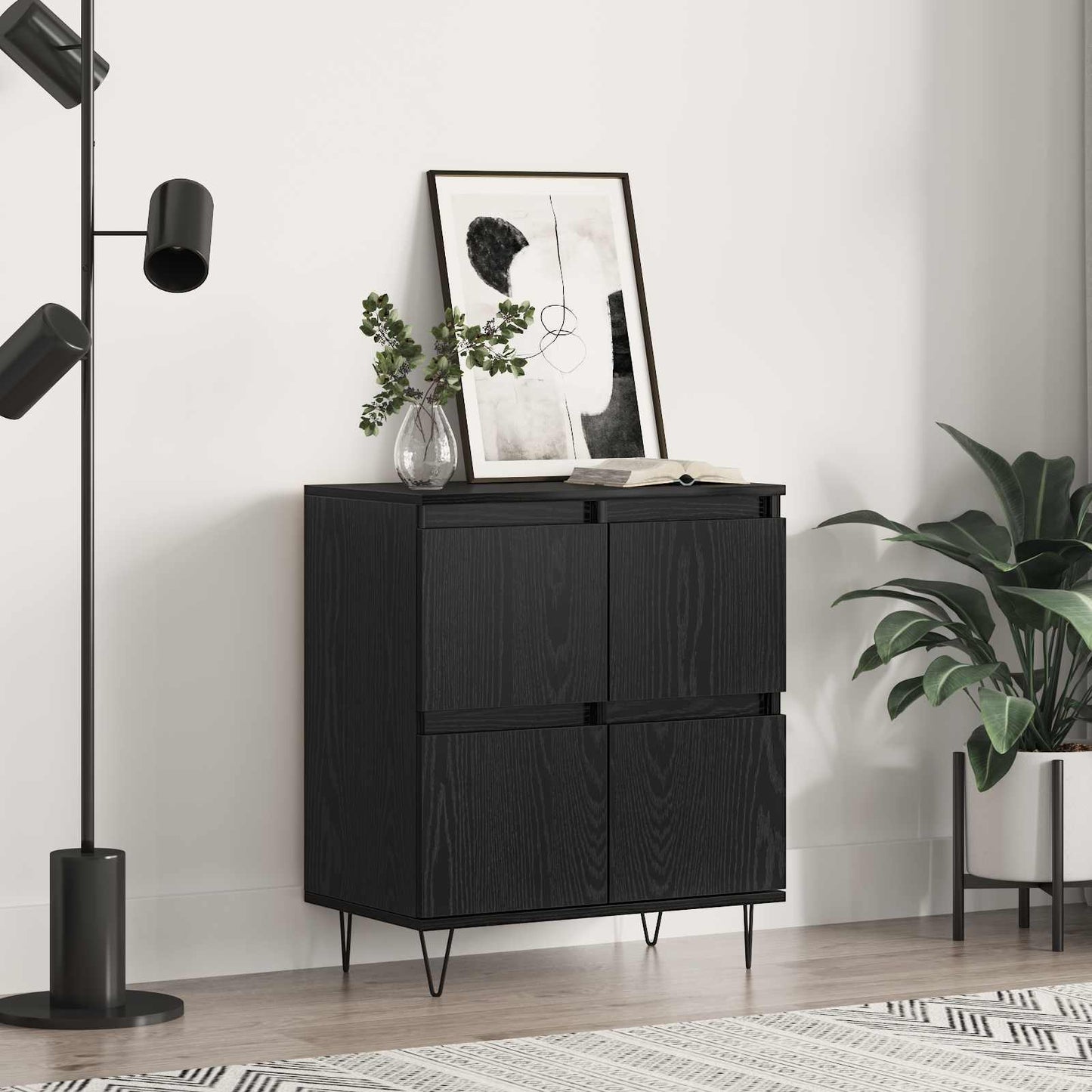 vidaXL Sideboard Black Oak 60 x 35 x 70 cm 1