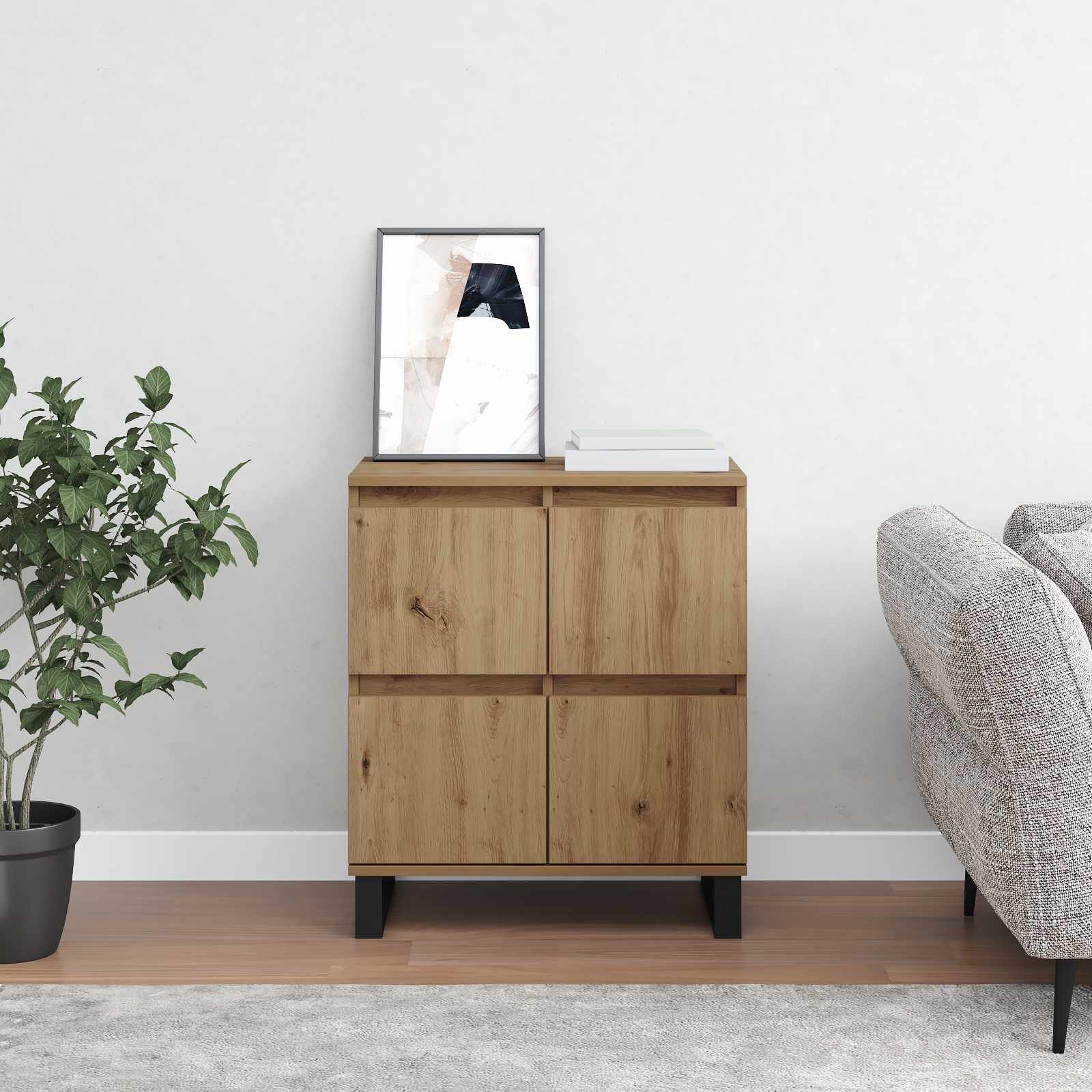 vidaXL Sideboard Artisan Oak 60 x 35 x 70 cm 4